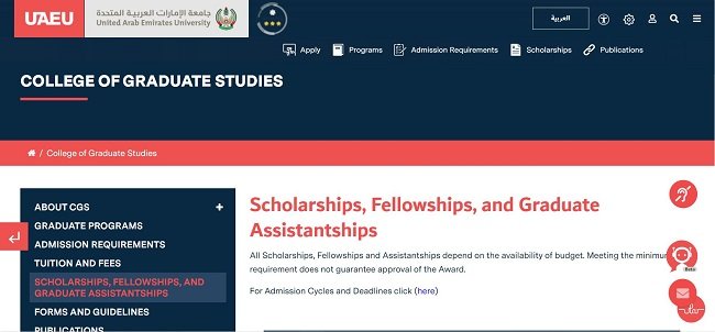 United Arab Emirates University Scholarships Official Website