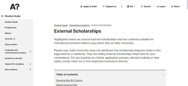 Aalto University Scholarships Official Website