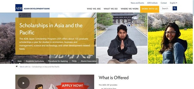 Asian Development Bank Scholarship Official Website
