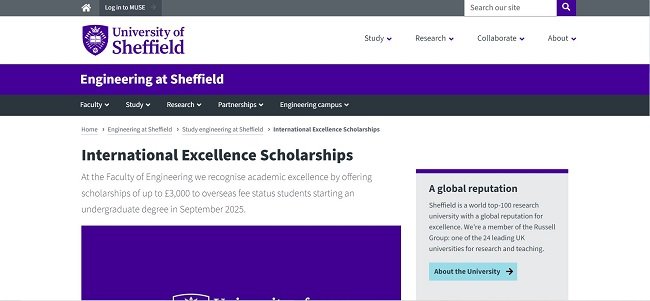 University Of Sheffield Engineering Excellence Scholarship Official Website 