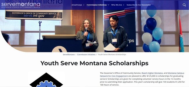 Youth Serve Montana Scholarships Official Website