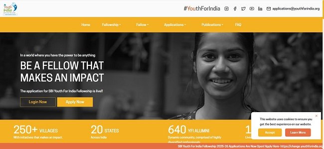 SBI Youth For India Fellowship Official Website