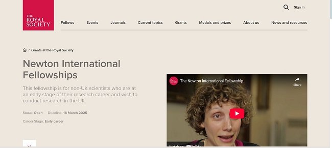 Newton International Fellowship Official Website